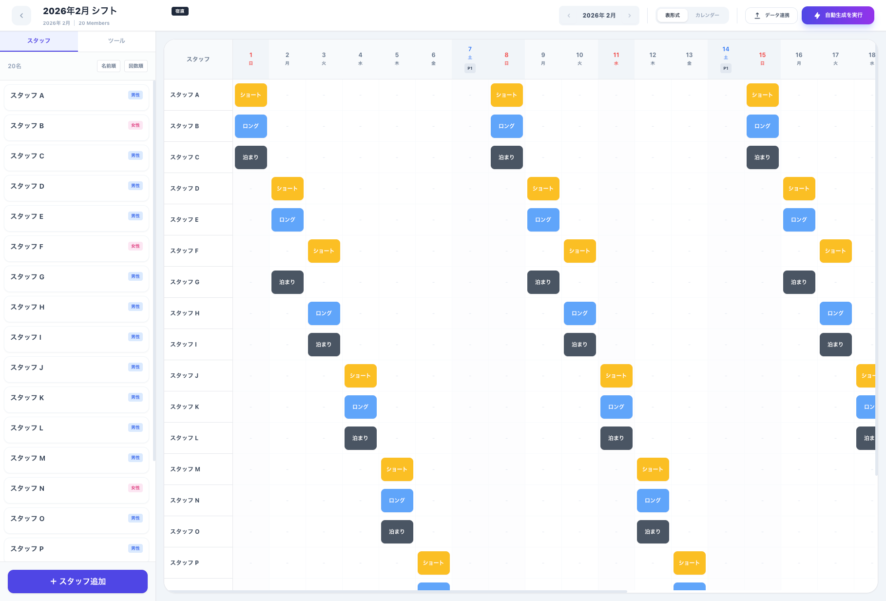 シフト作成システム